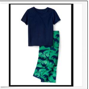 NWT BABY GAP 2 PIECE PAJAMAS BOYS FLEECE DINOSAUR PANTS AND NAVY T-SHIRT 18-24